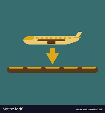 Icon in flat design for airport plane landing vector image