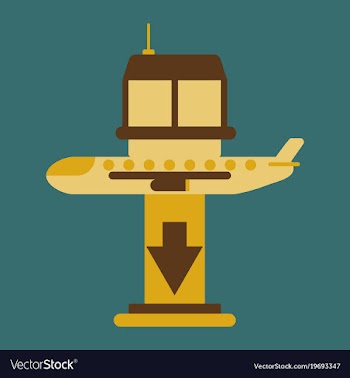 Icon in flat design for airport plane landing vector image