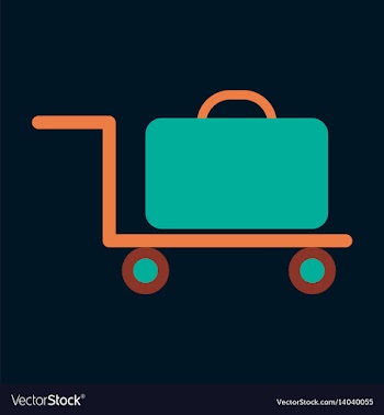 Icon in flat design for airport suitcase in cart vector image