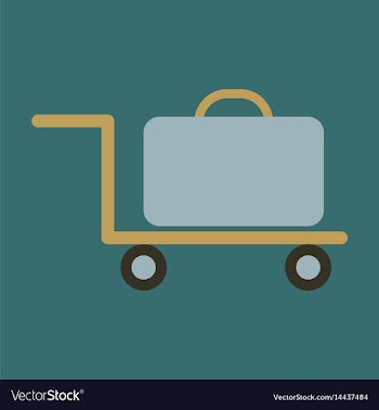 Icon in flat design for airport suitcase in cart vector image
