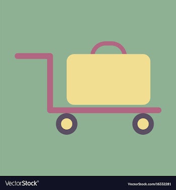 Icon in flat design for airport suitcase in cart vector image