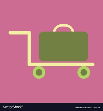 Icon in flat design for airport suitcase in cart vector image