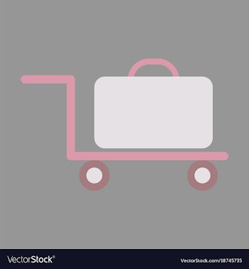 Icon in flat design for airport suitcase in cart vector image