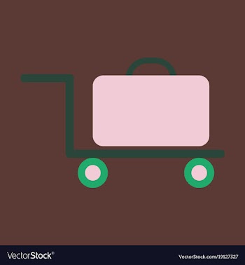 Icon in flat design for airport suitcase in cart vector image