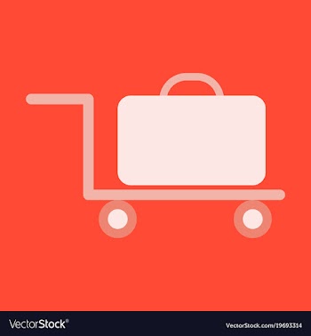 Icon in flat design for airport suitcase in cart vector image