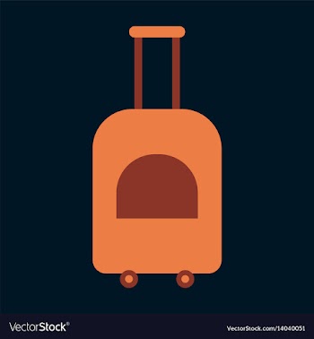 Icon in flat design for airport suitcase on wheels vector image