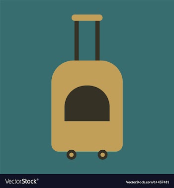 Icon in flat design for airport suitcase on wheels vector image
