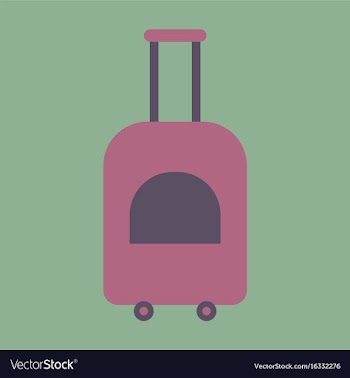 Icon in flat design for airport suitcase on wheels vector image