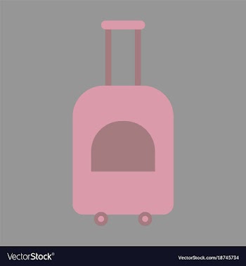 Icon in flat design for airport suitcase on wheels vector image