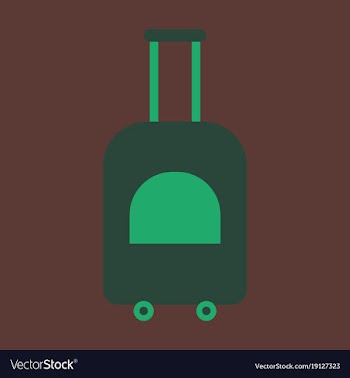 Icon in flat design for airport suitcase on wheels vector image