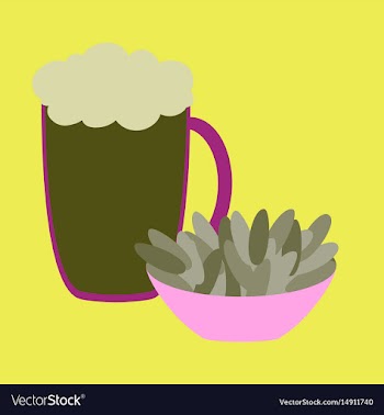 Icon in flat design for restaurant beer and nuts vector image