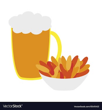 Icon in flat design for restaurant beer and nuts vector image