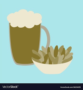 Icon in flat design for restaurant beer and nuts vector image