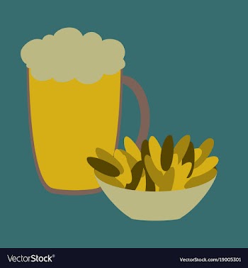 Icon in flat design for restaurant beer and nuts vector image