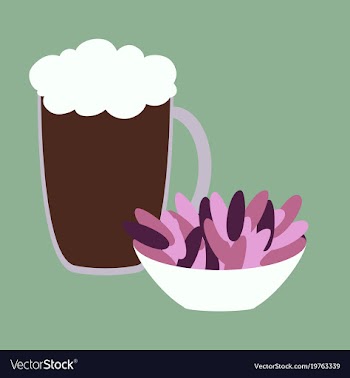 Icon in flat design for restaurant beer and nuts vector image