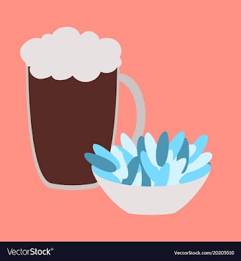 Icon in flat design for restaurant beer and nuts vector image