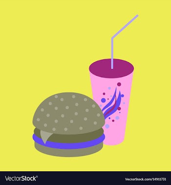Icon in flat design for restaurant burger and soda vector image