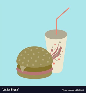 Icon in flat design for restaurant burger and soda vector image