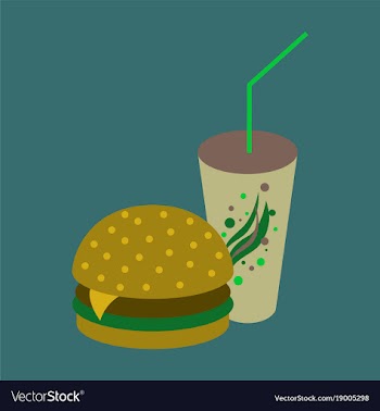 Icon in flat design for restaurant burger and soda vector image