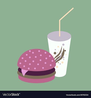 Icon in flat design for restaurant burger and soda vector image