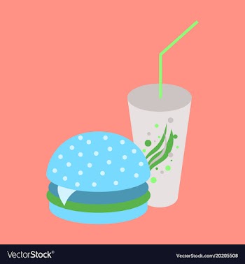 Icon in flat design for restaurant burger and soda vector image