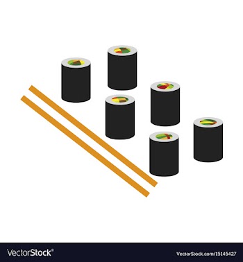 Icon in flat design for restaurant sushi and vector image
