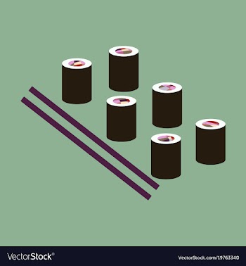 Icon in flat design for restaurant sushi and vector image