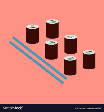 Icon in flat design for restaurant sushi and vector image