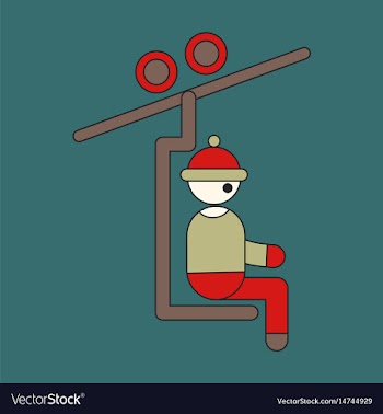 Icon in flat design man on ski lift vector image