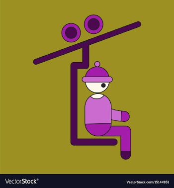 Icon in flat design man on ski lift vector image