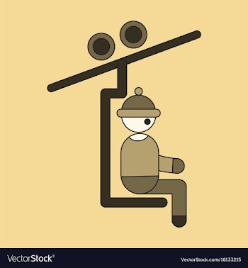 Icon in flat design man on ski lift vector image