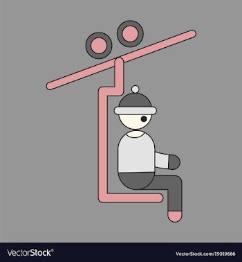 Icon in flat design man on ski lift vector image