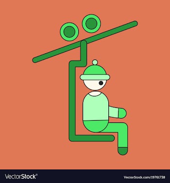 Icon in flat design man on ski lift vector image