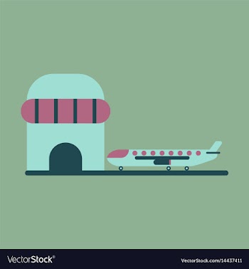 Icon in flat design plane at airport vector image