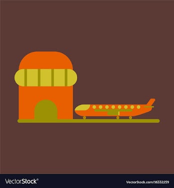 Icon in flat design plane at airport vector image