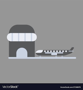 Icon in flat design plane at airport vector image