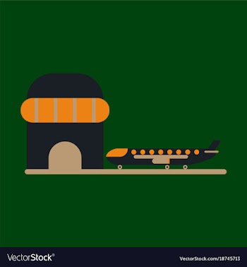 Icon in flat design plane at airport vector image