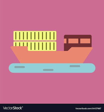 Icon in flat design ship with containers vector image