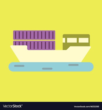 Icon in flat design ship with containers vector image