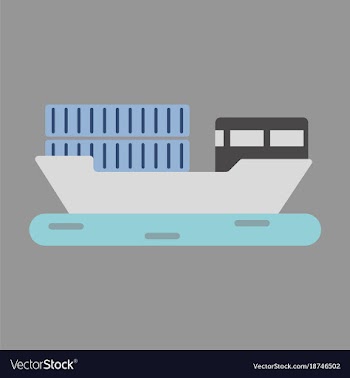 Icon in flat design ship with containers vector image
