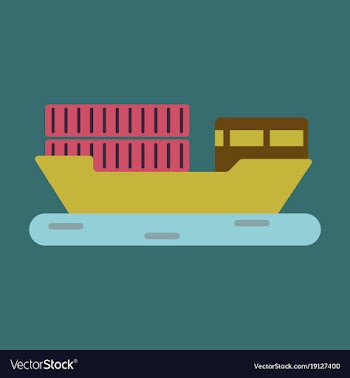 Icon in flat design ship with containers vector image