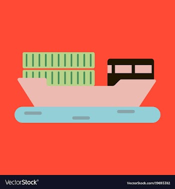Icon in flat design ship with containers vector image