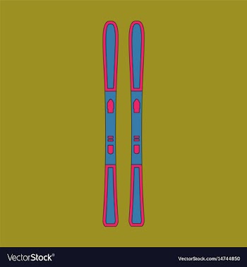 Icon in flat design ski vector image