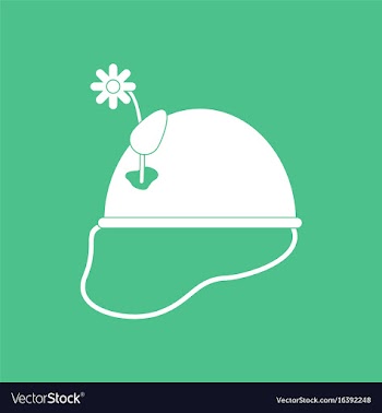 Icon military helmet with flower vector image