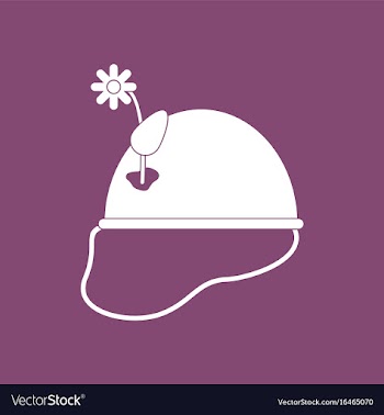 Icon military helmet with flower vector image