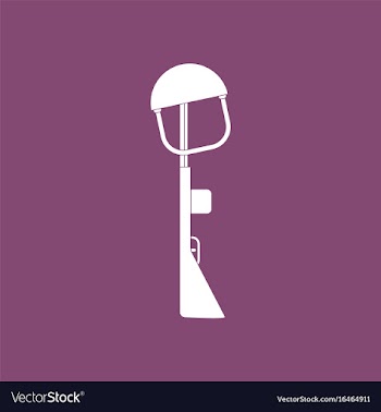 Icon military rifle and helmet vector image