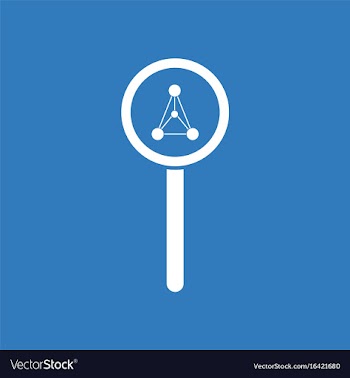Icon molecules and magnifier vector image