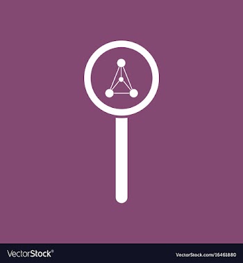 Icon molecules and magnifier vector image