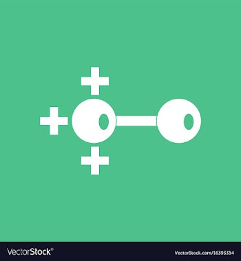 Icon molecules and positive pole vector image