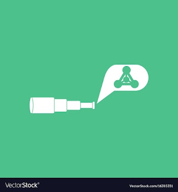Icon molecules and spyglass vector image